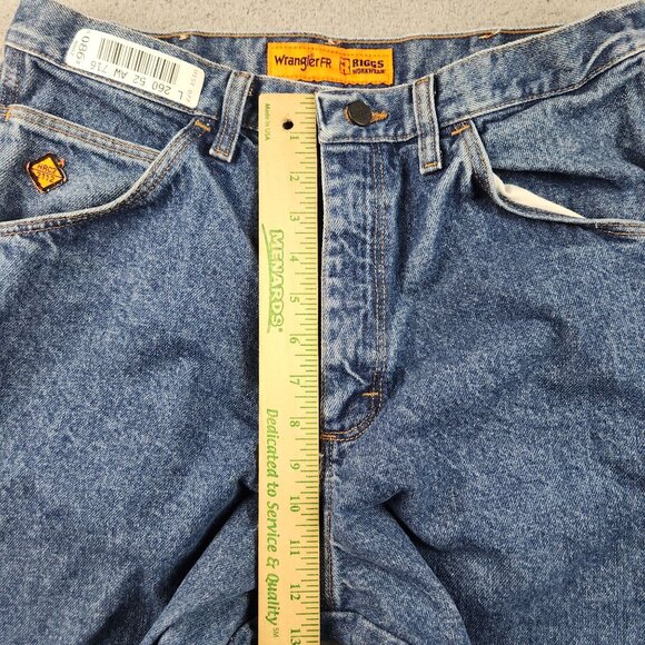 Wrangler Riggs Jeans Mens 34x32 Blue Workwear Carpenter FR Relaxed Faded Denim - Picture 6 of 16